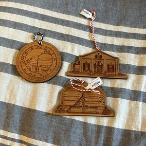 Set of 3 magnolia wood ornaments